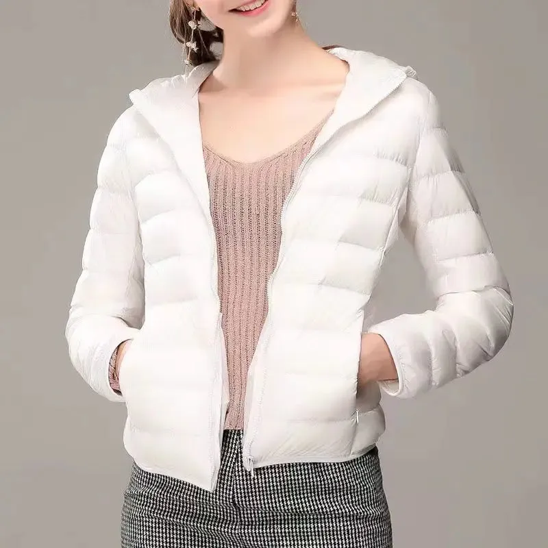 8XL Women White Duck Down Jackets 6XL 5XL Female Ultra Light Duck Down Coats Autumn Winter Warm Hooded Hiking Outwear Portable