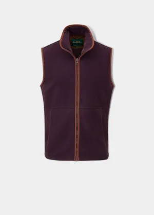 Aylsham Men's Fleece Gilet In Plum - Regular Fit