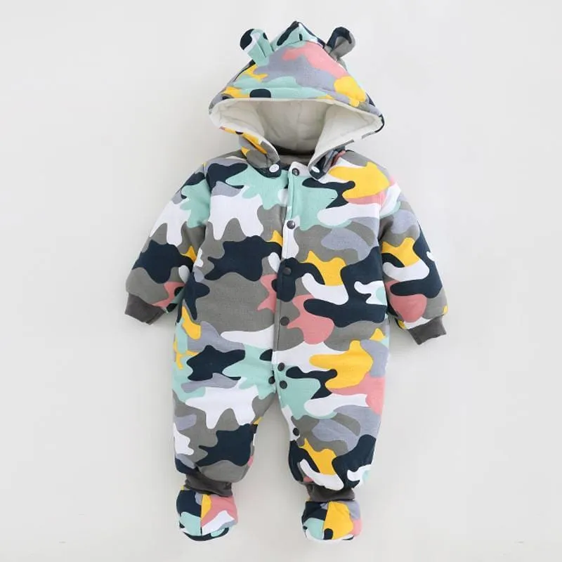 Baby's Warm Hooded Jumpsuit