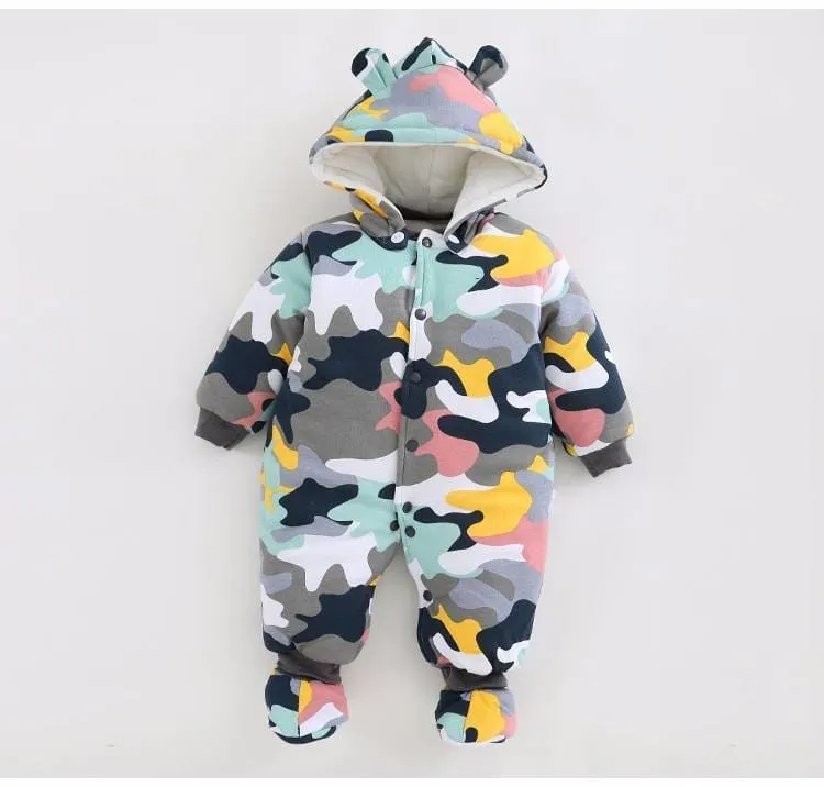 Baby's Warm Hooded Jumpsuit