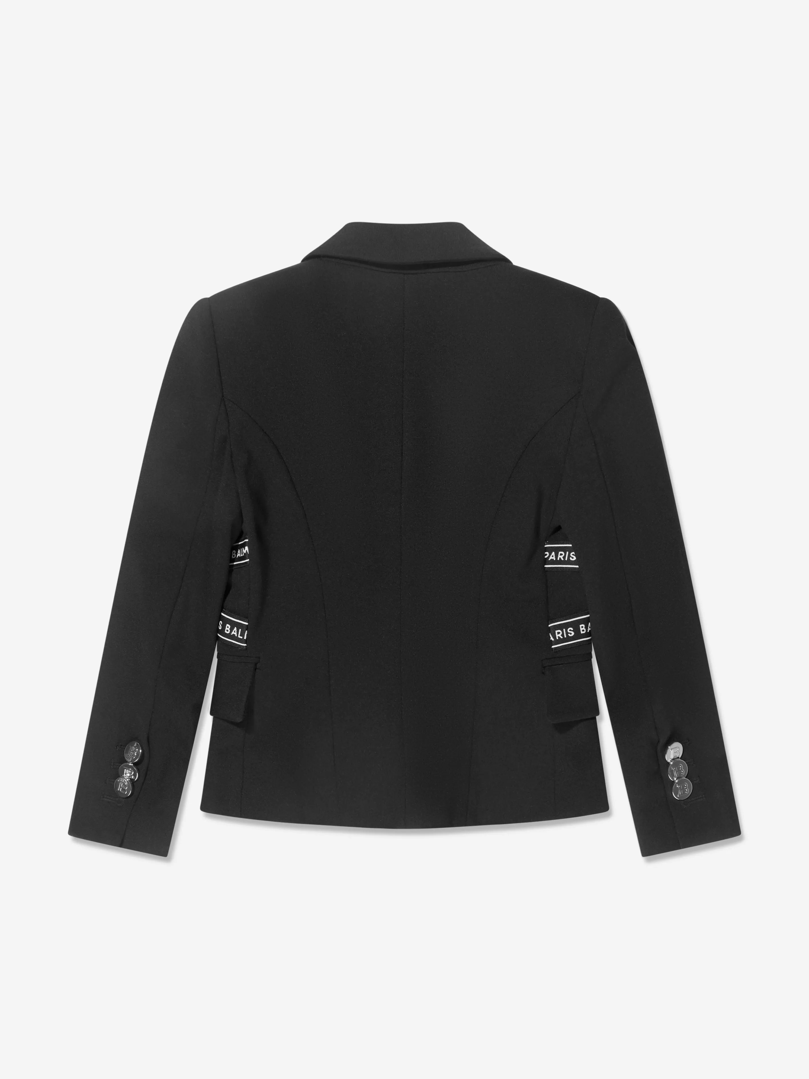 Balmain Girls Double Breasted Blazer in Black