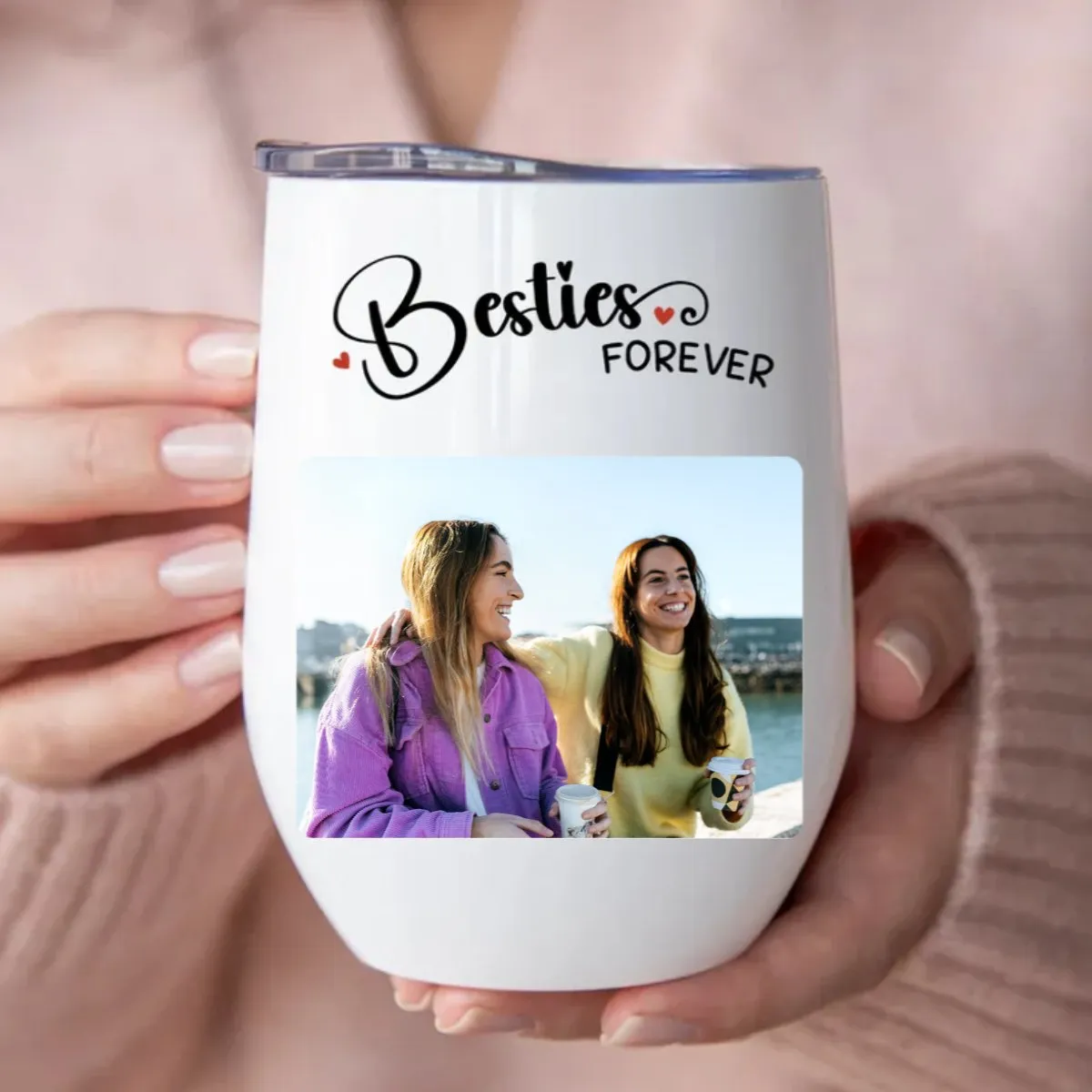 Besties - Besties Forever - Personalized Wine Tumbler (LH)