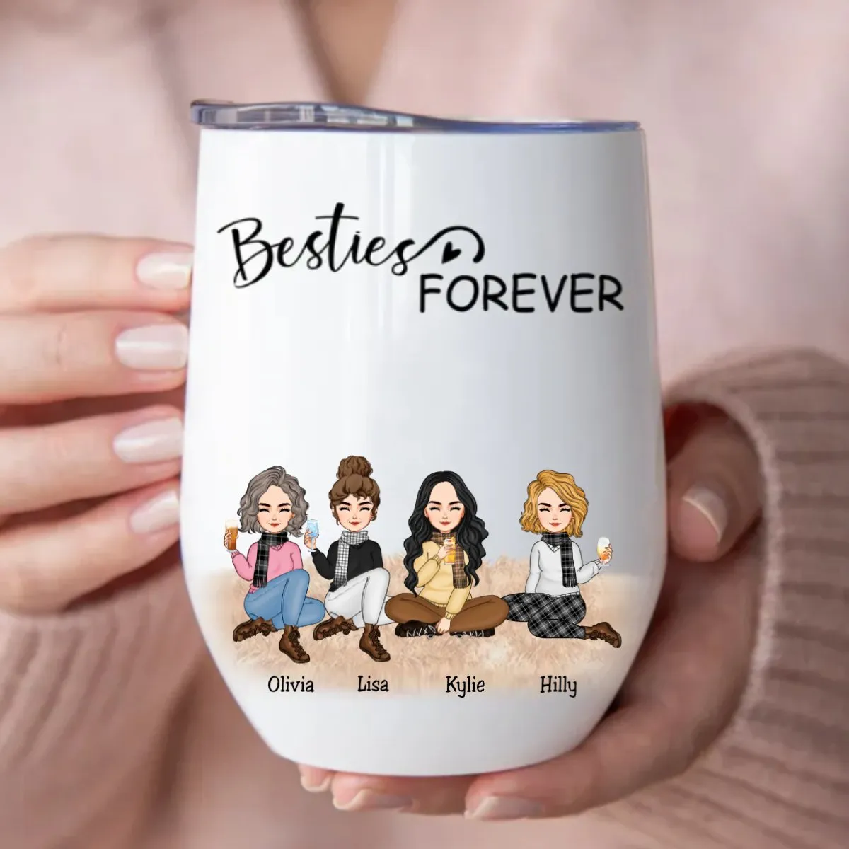 Besties - Besties Forever - Personalized Wine Tumbler (TT)