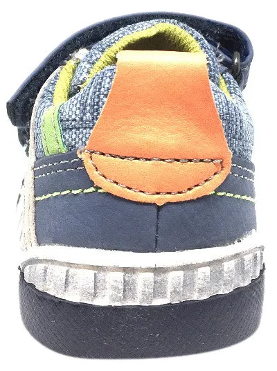 BKO Boy's Zaan II Denim and Navy Canvas Double Hook and Loop Strap Sneaker Shoe