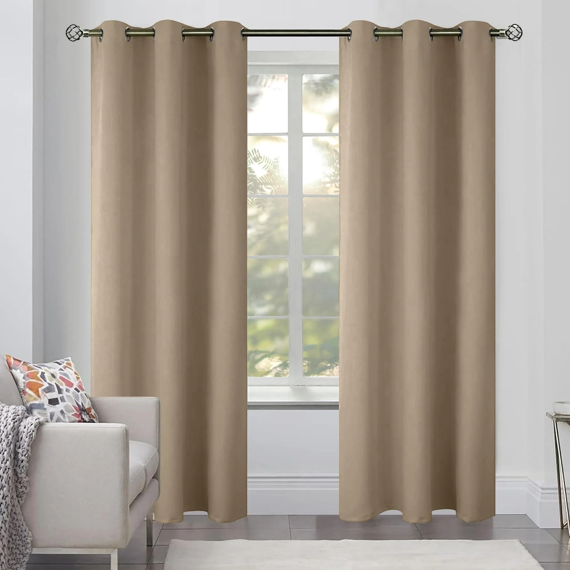 Blackout Curtains for Bedroom Pack of 2 Beige 42 x 84 inch Window Hanging Panel