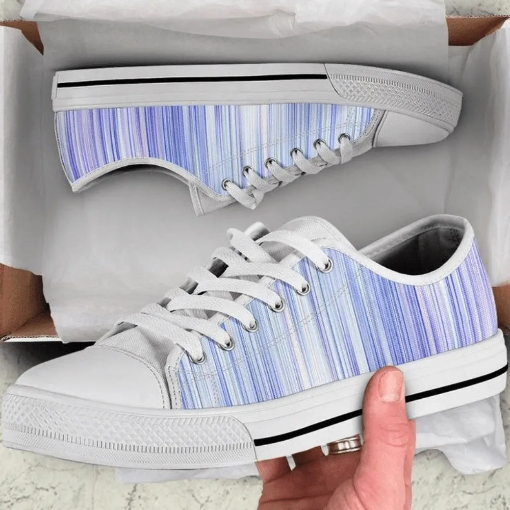 Blue Purple Stripes Abstract Art Low Top Shoes, Low Top Sneaker, Low Top Canvas Shoes