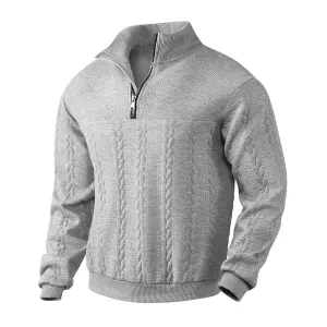 CASUAL MEN'S JACQUARD COLLAR HOODIE MEN'S CASUAL HALF ZIPPER LOOSE TOP