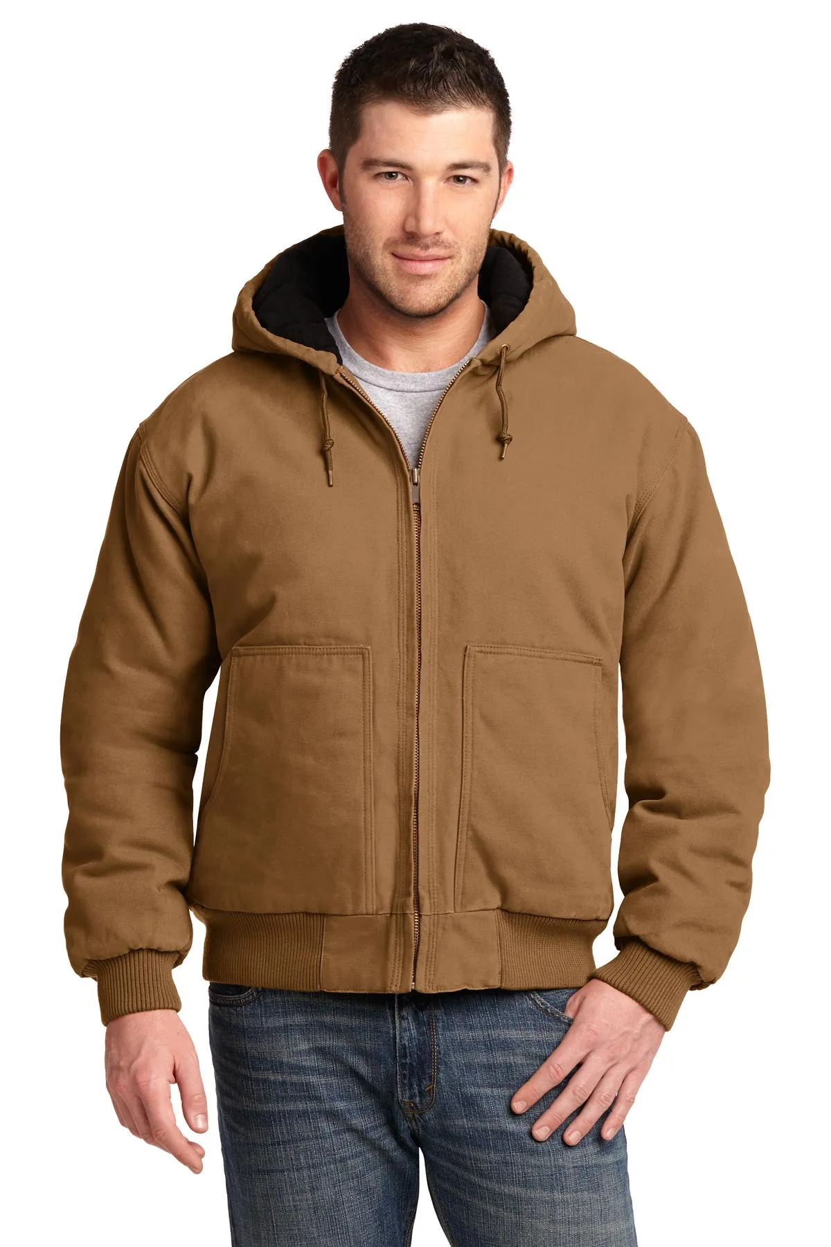 CornerStone Men's Washed Duck Cloth Insulated Hooded Work Jacket - CSJ41