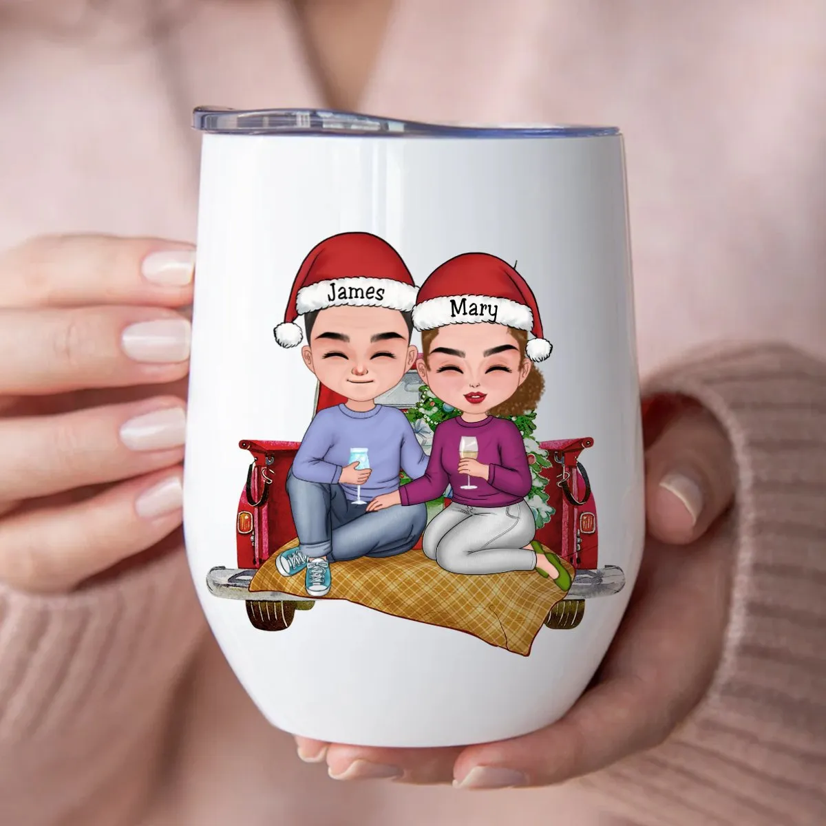 Couple - All I Want For Christmas Is You - Personalized Wine Tumbler (NM)