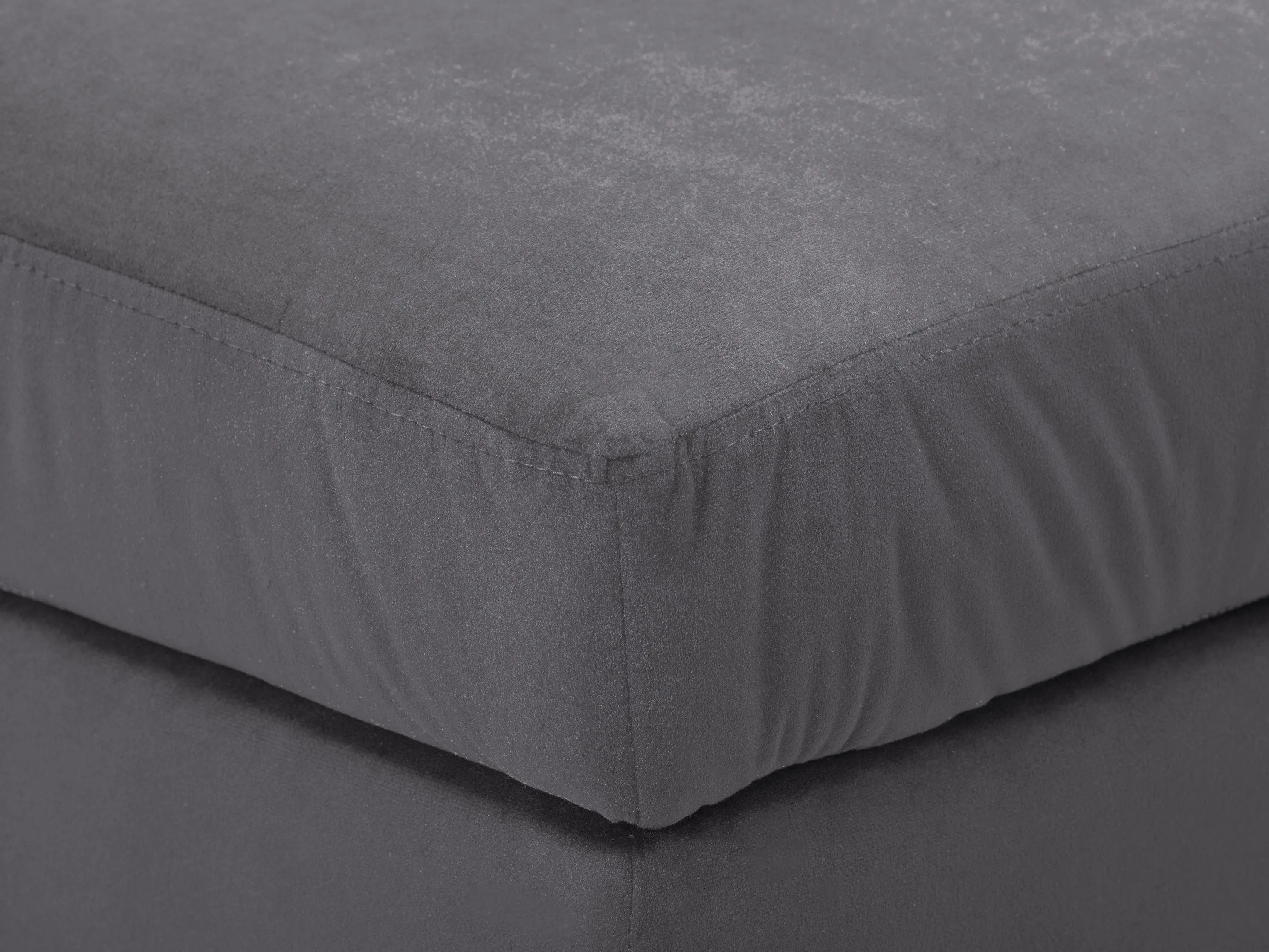 Dark Grey Velvet Storage Ottoman