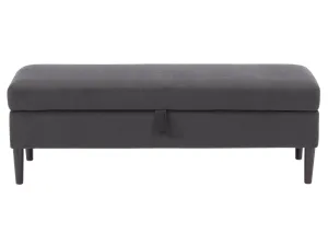 Dark Grey Velvet Storage Ottoman