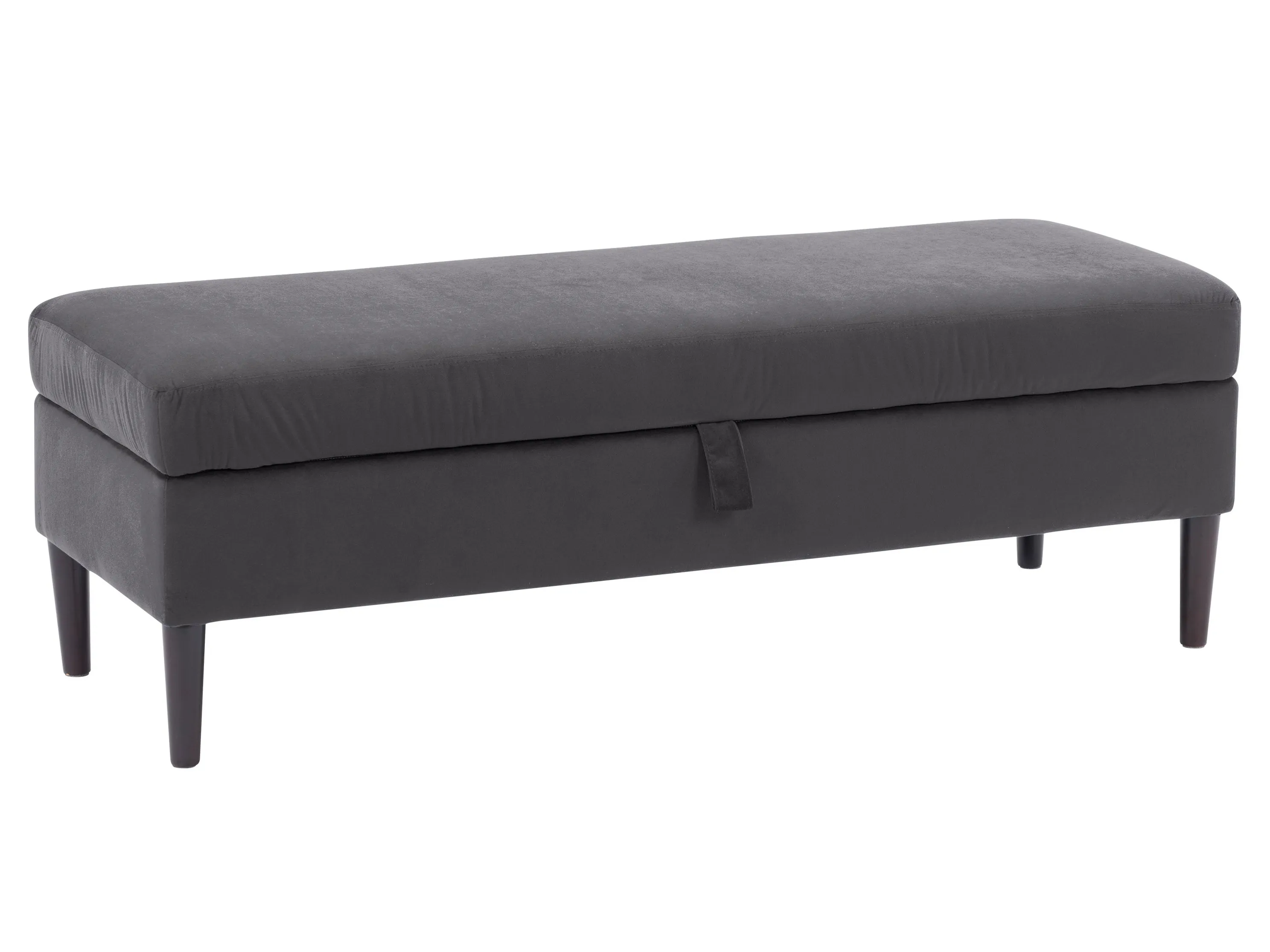 Dark Grey Velvet Storage Ottoman