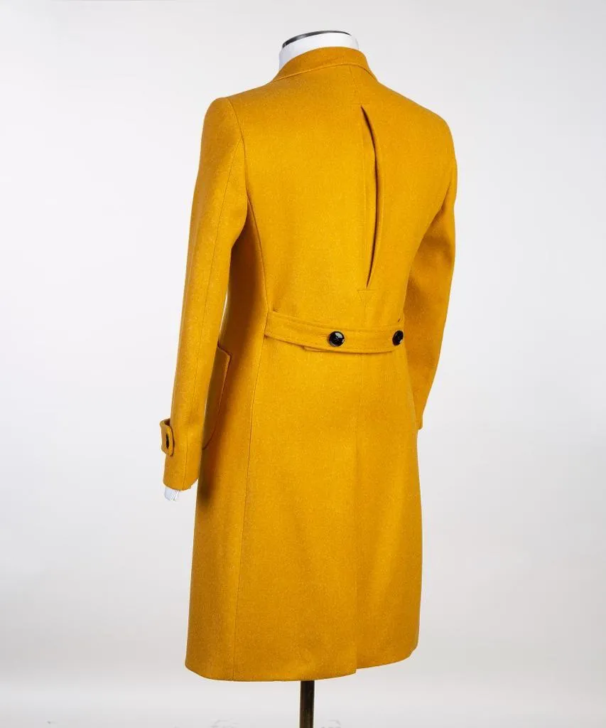 Double-Breasted Yellow Long Coat