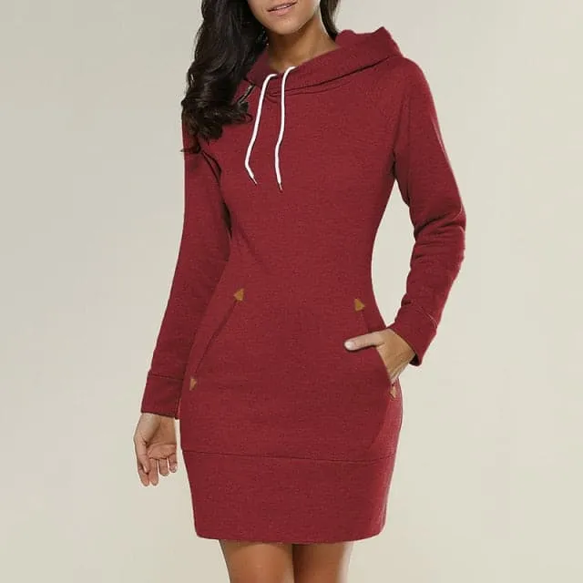 DressBetty - Spring Ladies Knee-Length Dress Hooded Warm Sweatshirt