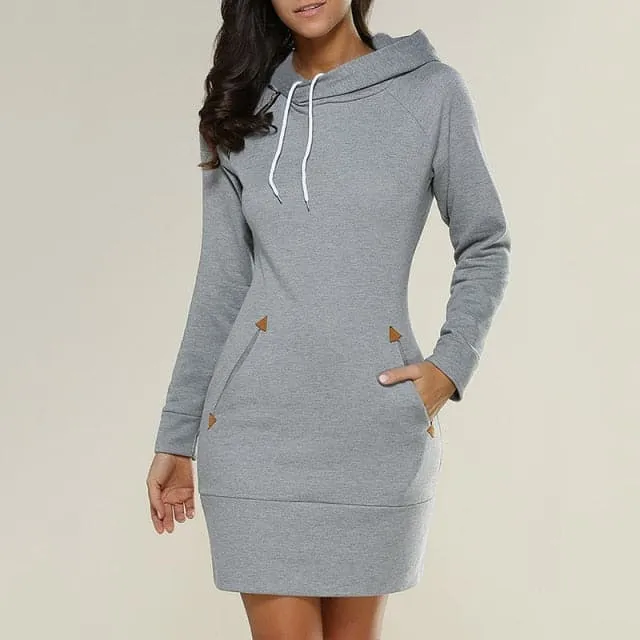 DressBetty - Spring Ladies Knee-Length Dress Hooded Warm Sweatshirt