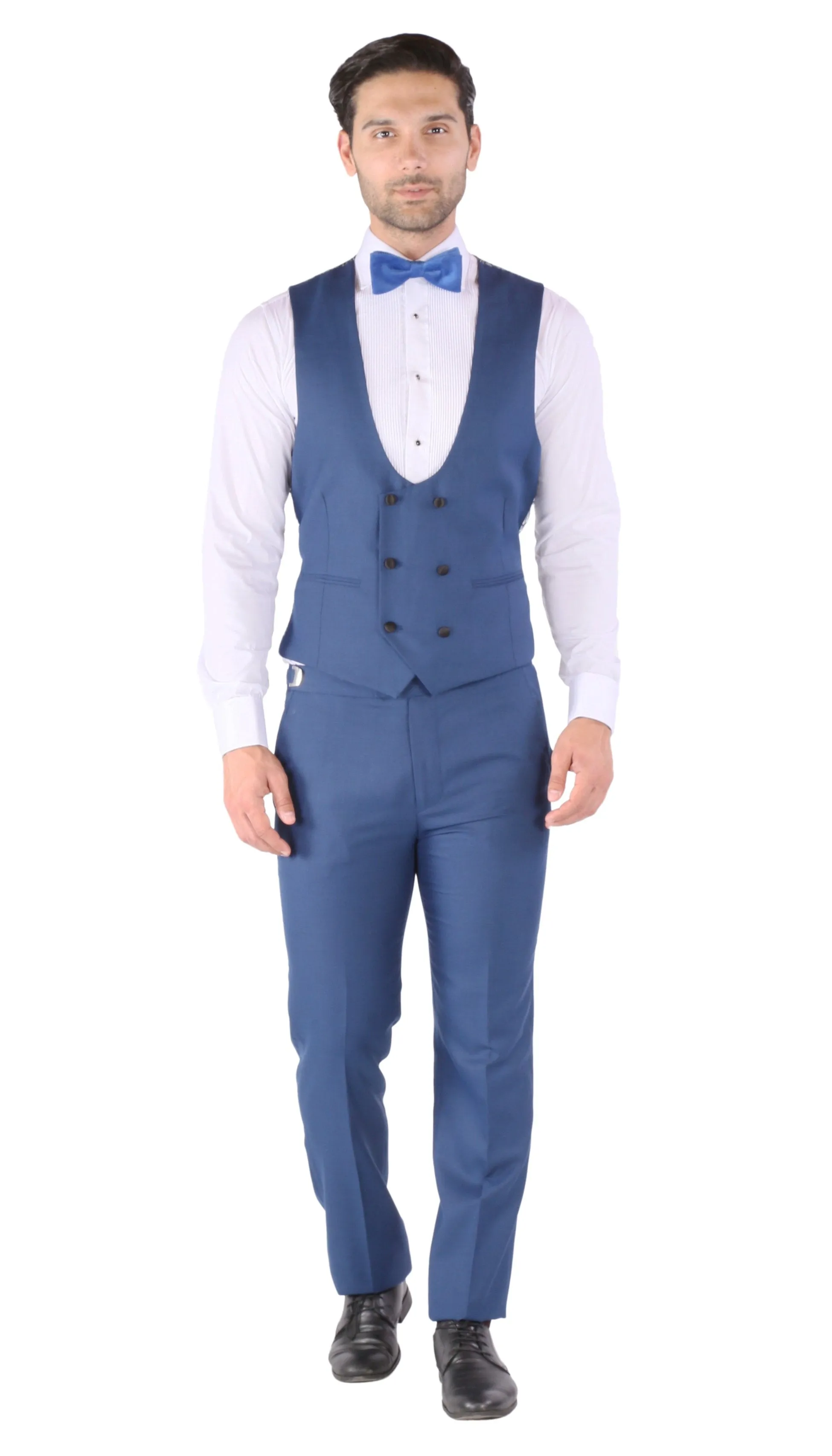 Ferrecci Luna 3 Piece Slim Fit Indigo Blue Peak Lapel Tuxedo