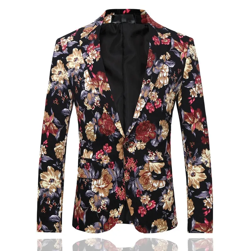 Floral Chic Single Breasted Jacket Pant Suits