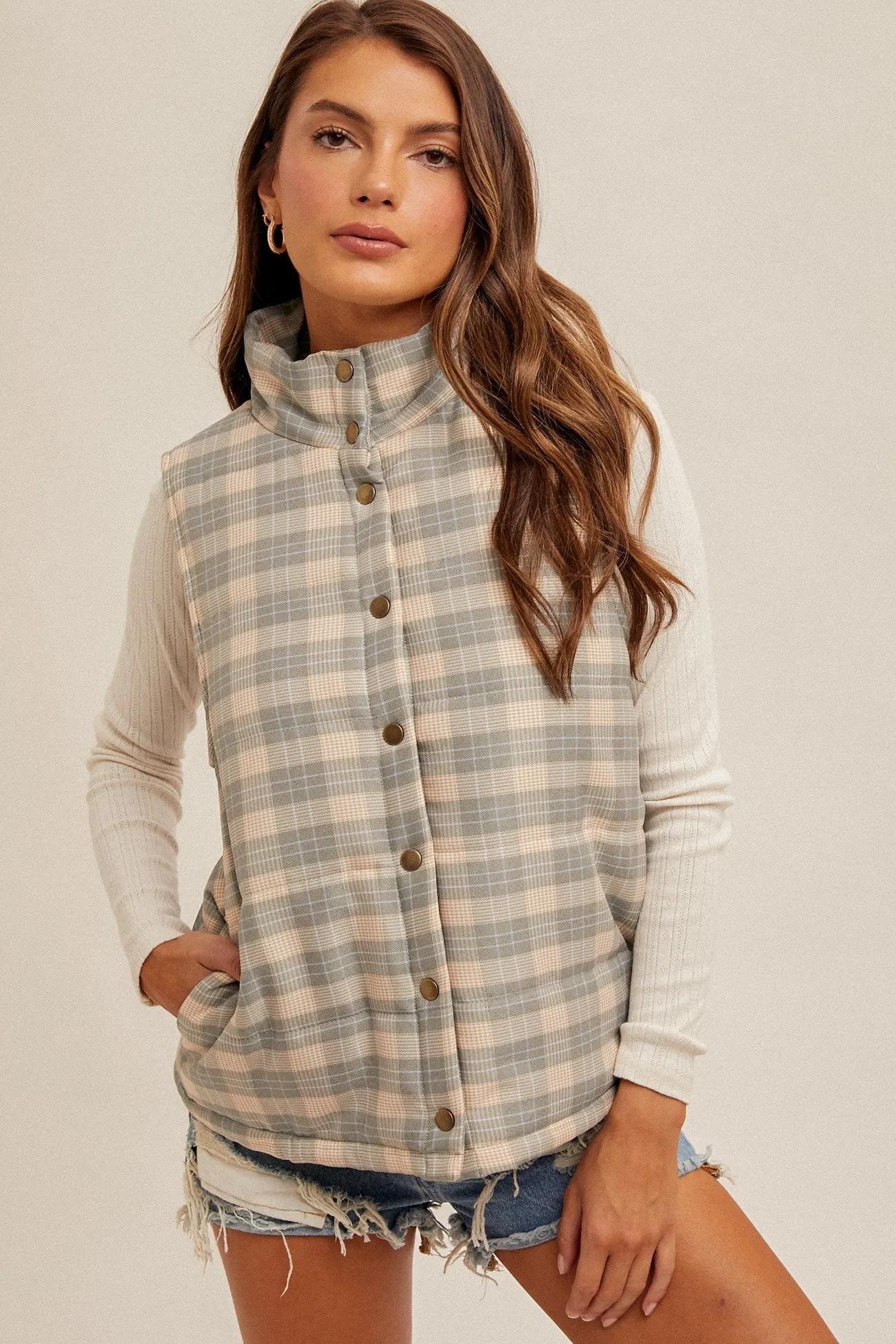 Forest Flannel Puffer Vest