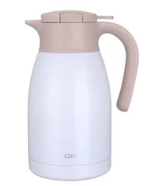 GiNT Stainless Steel Thermal Coffee Carafe with Lid/Double Walled Vacuum Thermos / 12 Hour Heat Retention,1.5L, White