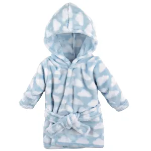 Hudson Baby Plush Animal Face Bathrobe, Blue Clouds