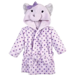 Hudson Baby Plush Animal Face Bathrobe, Purple Elephant