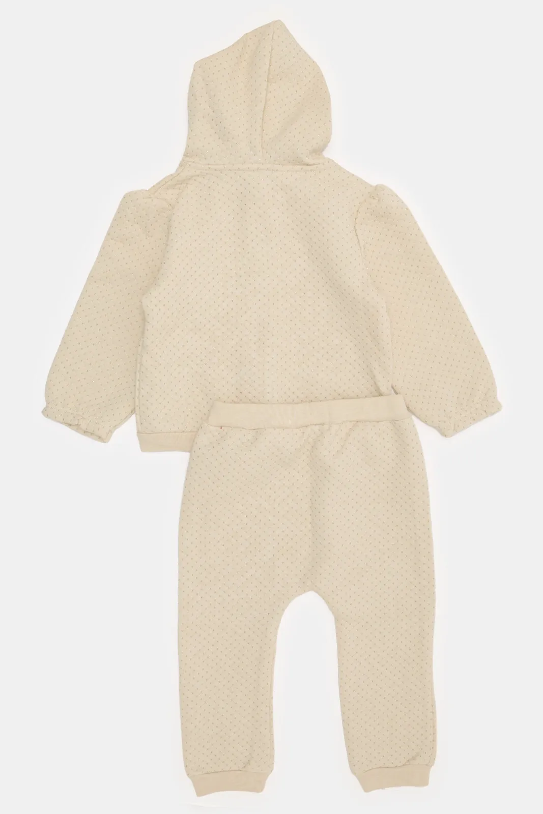 Infant Girls Ivory Hooded Jogging Suit (2 Piece)