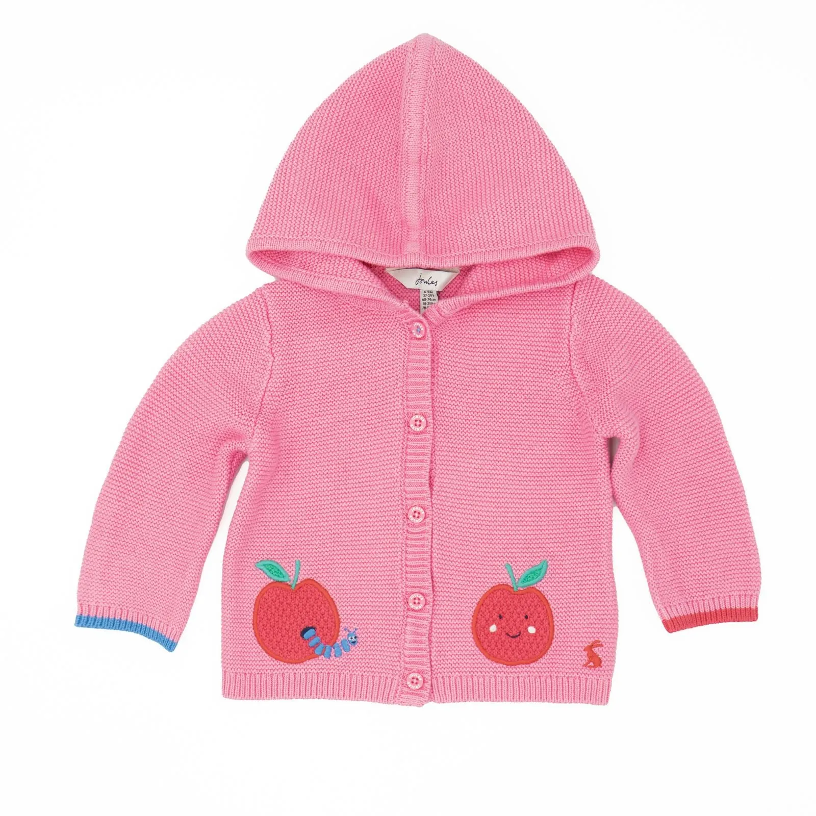 Joules Baby Girl Charmford Hooded Cardigan Apple Pink