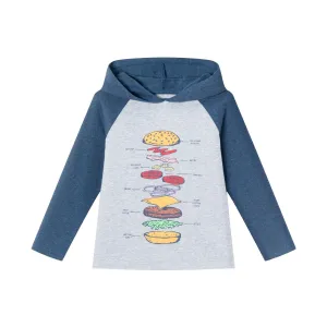 Kids Heather Grey/navy Jersey Hooded Tee | Tasty Burger