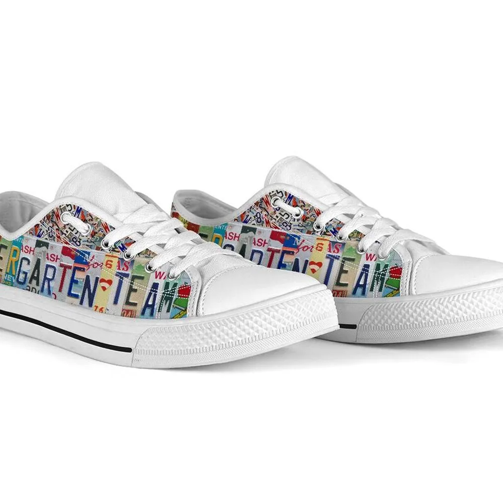 Kindergarten Team License Plates Low Top Shoes, Teacher Shoes, Low Top Sneakers