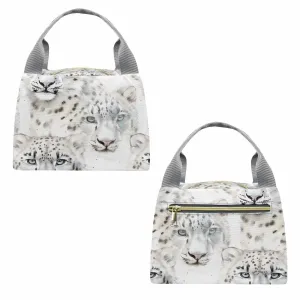 Leopard  Portable Lunch Bag-Grey Handle