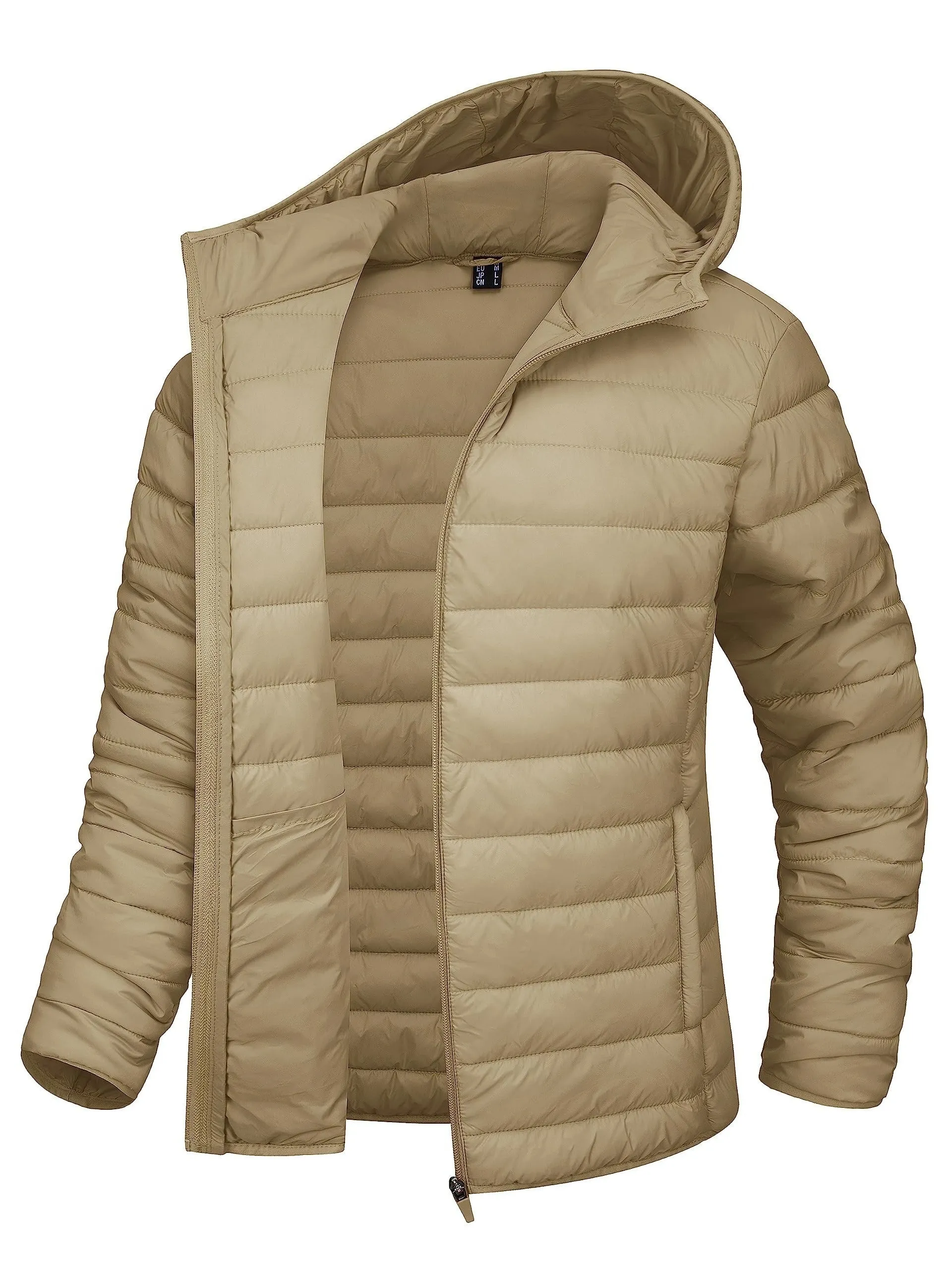 Lightweight Women's Puffer Jacket - Cute Hooded Windproof Quilted Coat with Zipper Pocket for Spring and Fall Outdoor Activities, Hiking, Camping, and Daily Casual Wear