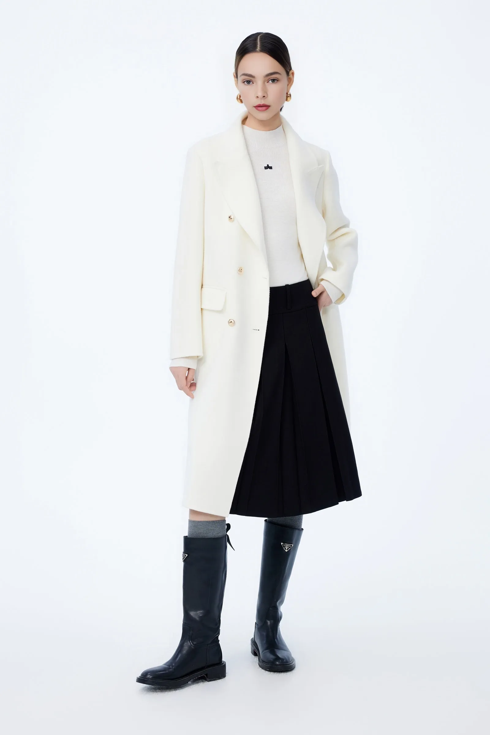 LILY Double-Breasted Wool-Blend Coat