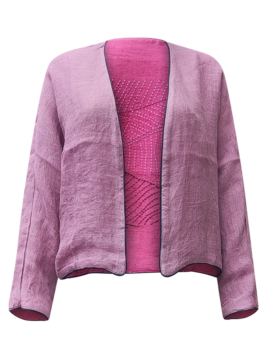 linen jacket pink lilac  - zero waste edition