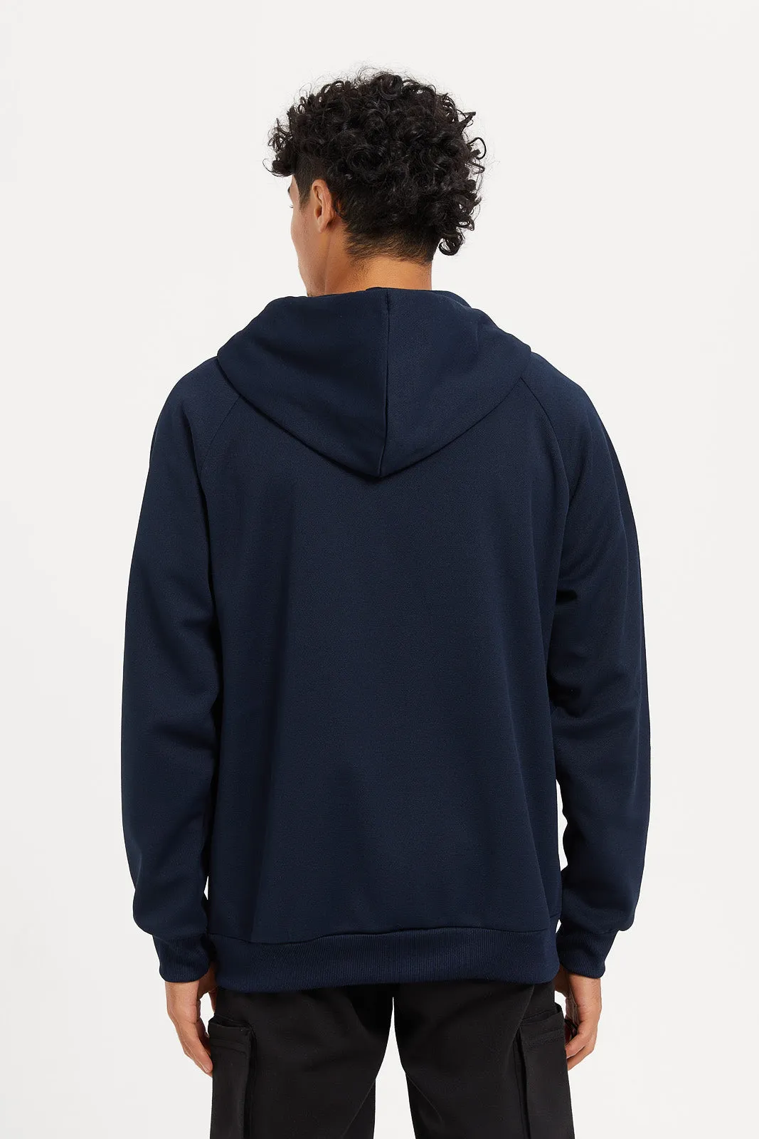 Men Navy Athletic Sweatshirt With Hoodie