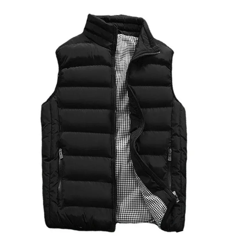 Men Vest Windproof Vest Men Jacket Sleeveless Vest Winter Jacket Casual Coat Men down Cotton Warm Thicken Waistcoat Thick Gilet