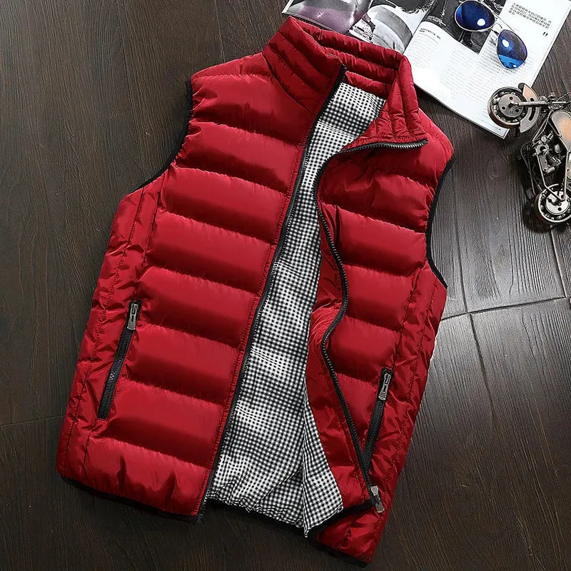 Men Vest Windproof Vest Men Jacket Sleeveless Vest Winter Jacket Casual Coat Men down Cotton Warm Thicken Waistcoat Thick Gilet