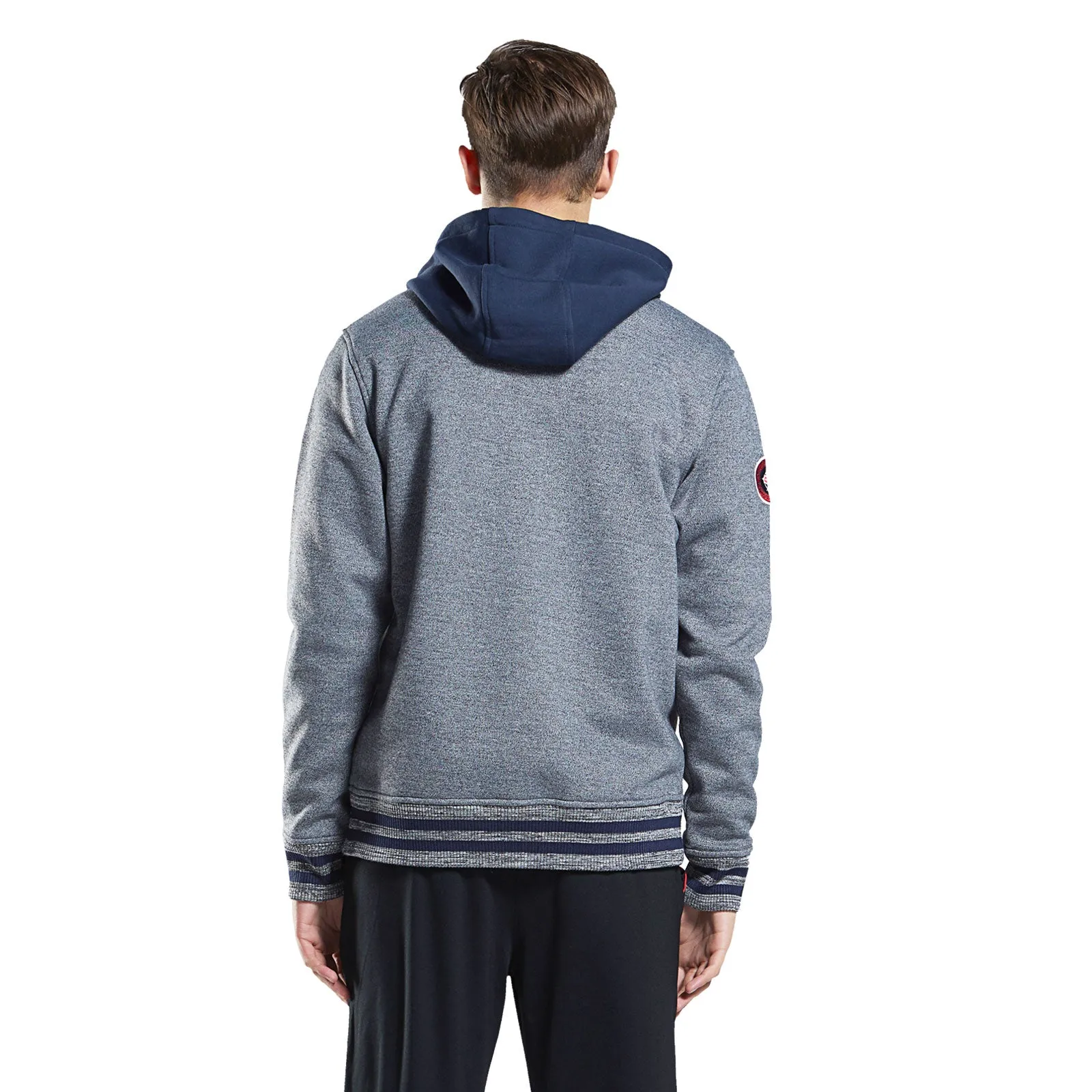 Mens hoodie sweatshirt cotton bonded hooded zip-up outwear jacket