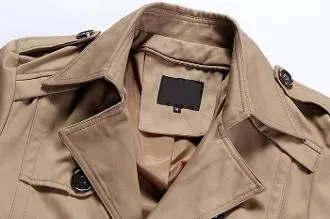 Mens Khaki Removable Hooded Trench Jacket