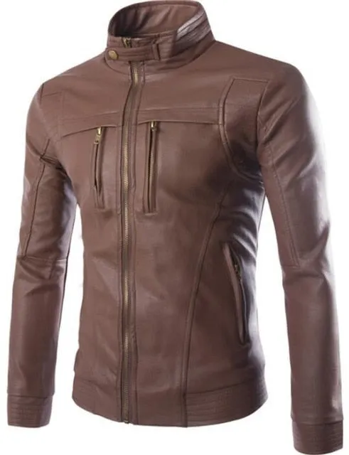 Men's PU Jackets Coats Motorcycle Leather Jacket Men