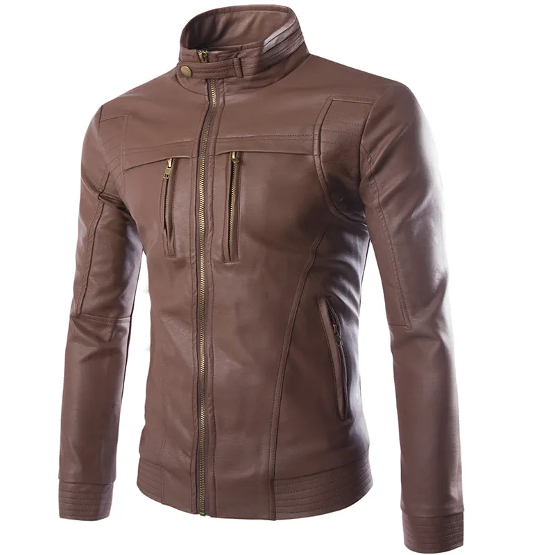 Men's PU Jackets Coats Motorcycle Leather Jacket Men