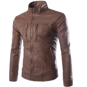 Men's PU Jackets Coats Motorcycle Leather Jacket Men