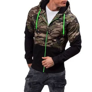 Men's Spring Casual Stitching Camouflage Hooded Hoodies