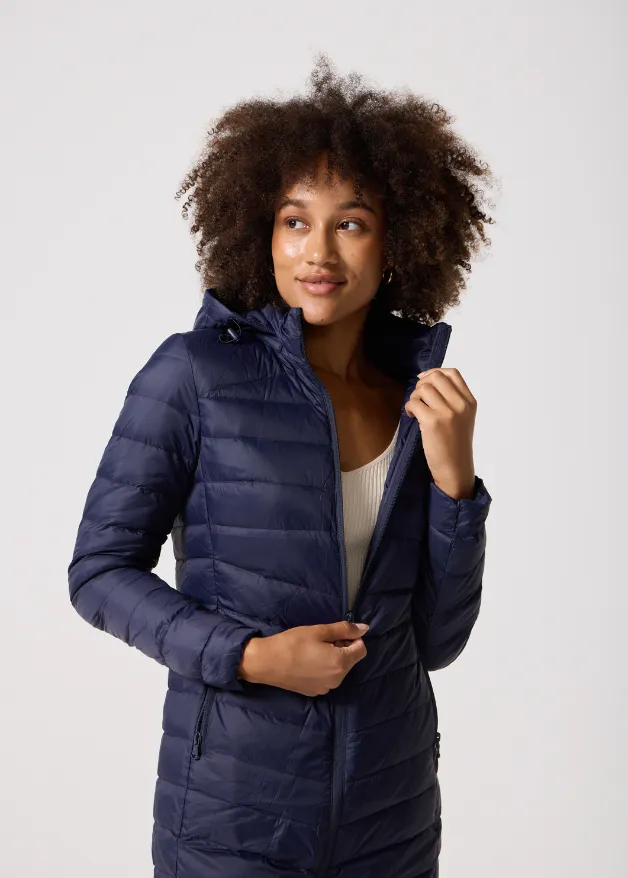 Navy Duck Down Puffer Coat