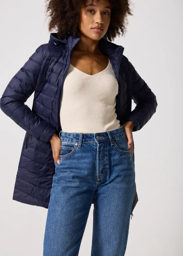 Navy Duck Down Puffer Coat