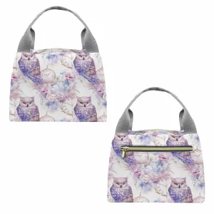 Pastel Owls  Portable Lunch Bag-Grey Handle