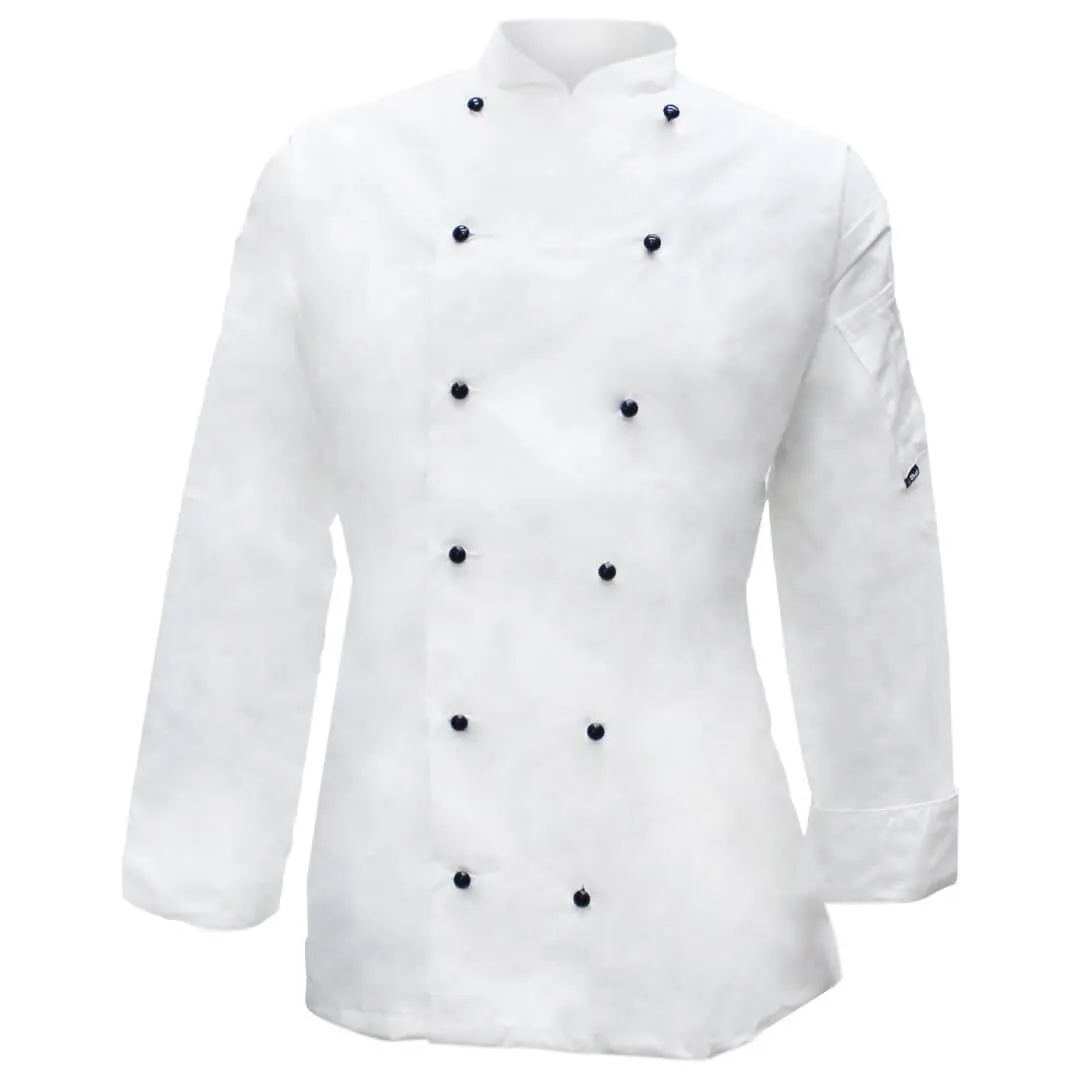 Pegasus Chefwear Executive White Long Sleeve Chef Jacket with Black Buttons