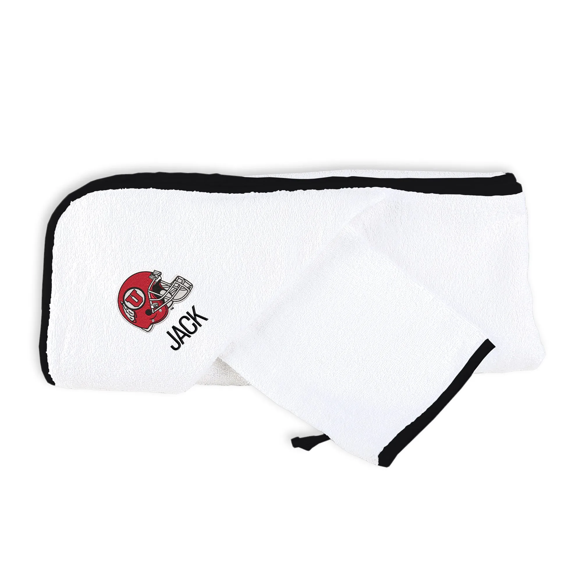 Personalized Utah Utes Helmet Hooded Towel and Wash Cloth Set