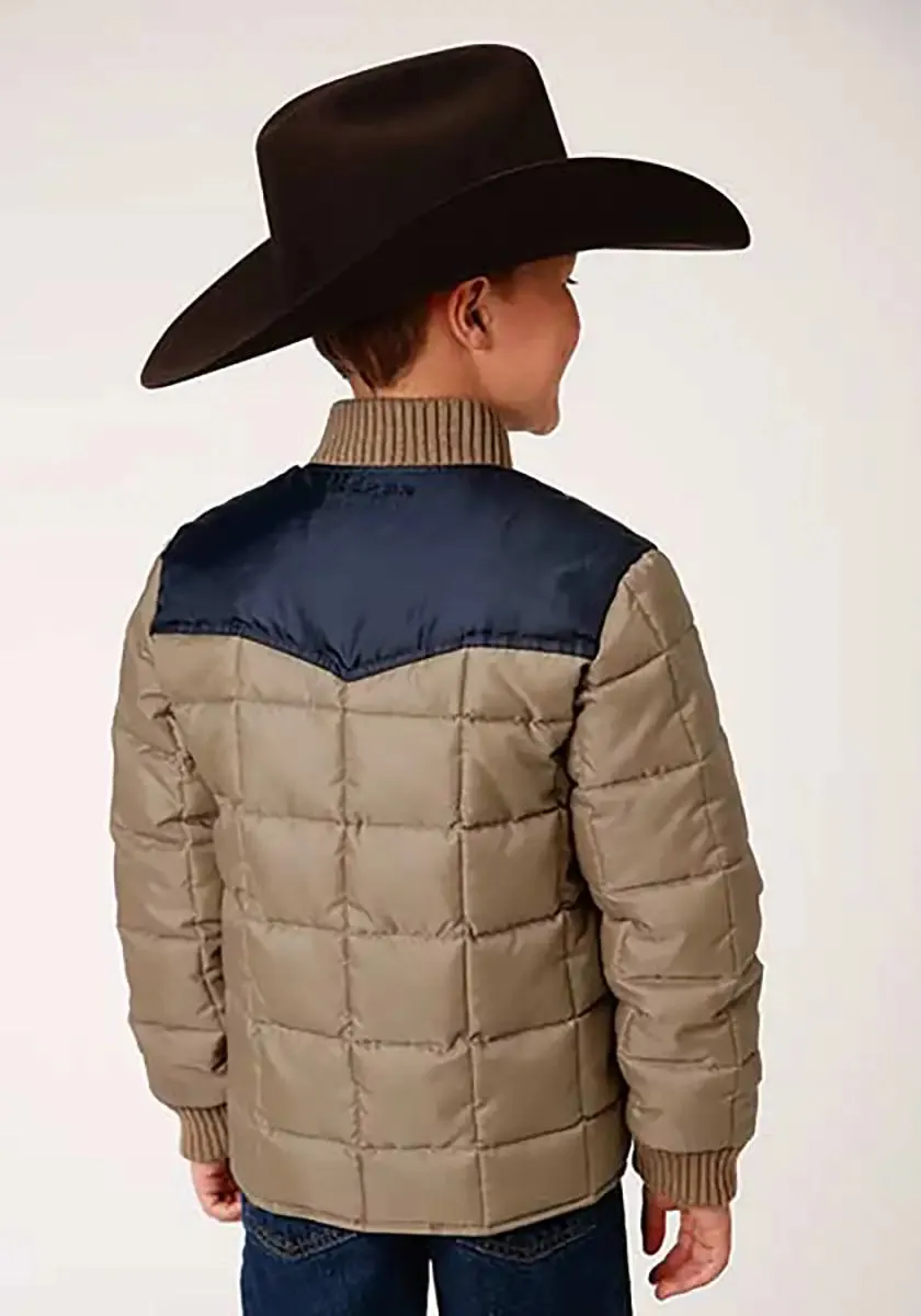 Roper Boy's Polyfill Puffer Coat (Khaki/Navy) - Children's Jacket