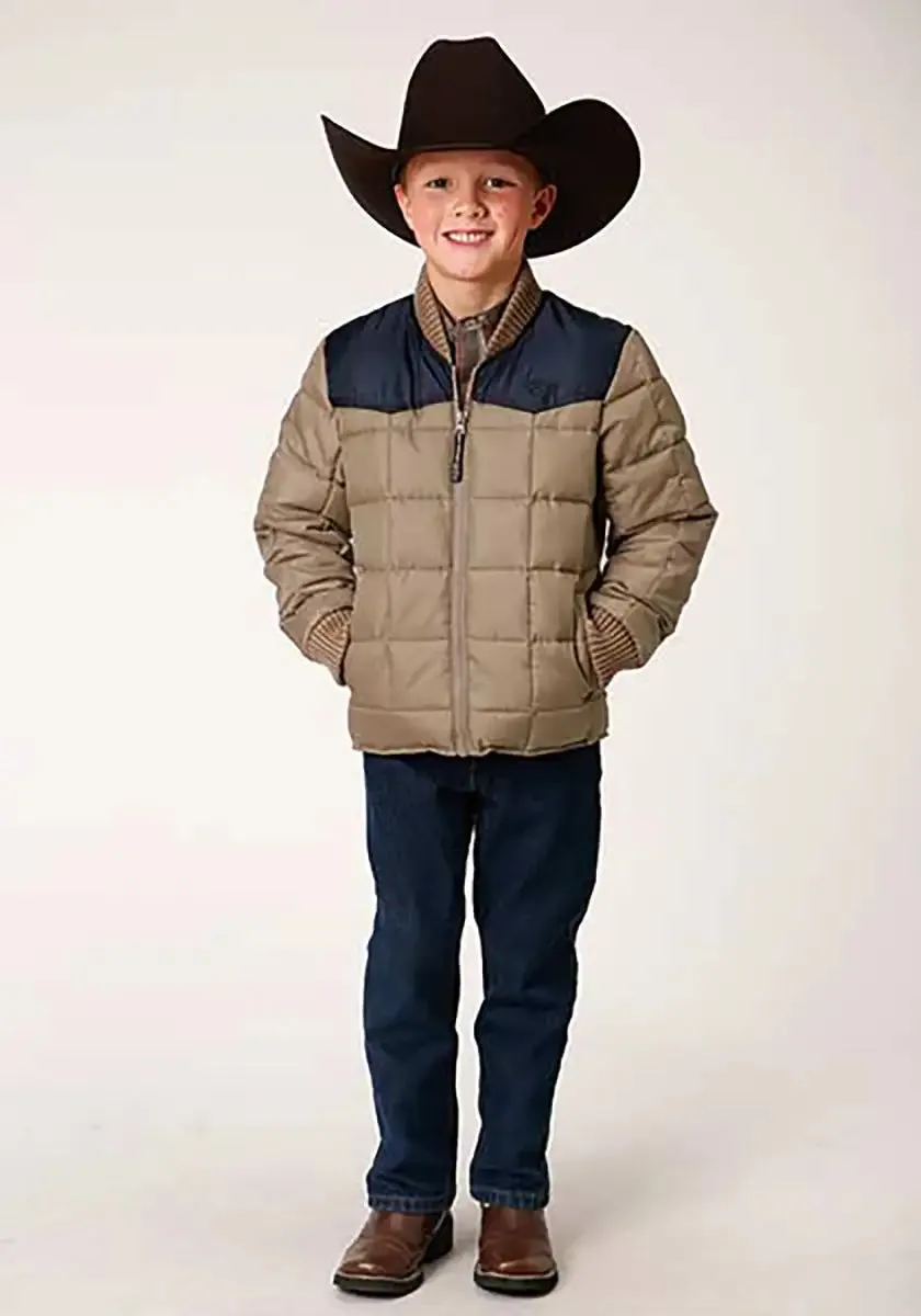 Roper Boy's Polyfill Puffer Coat (Khaki/Navy) - Children's Jacket