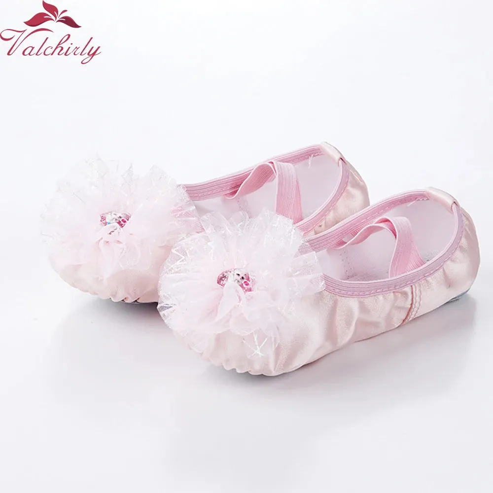 Satin Ballet Dance Shoes Dance Slippers Children Ballerina Practice Pink Ballet Dancing Training Use